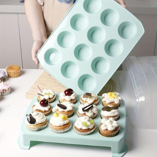 24 Grid Cupcake Storage Box Double Layer Clear Plastic Cake Carrier