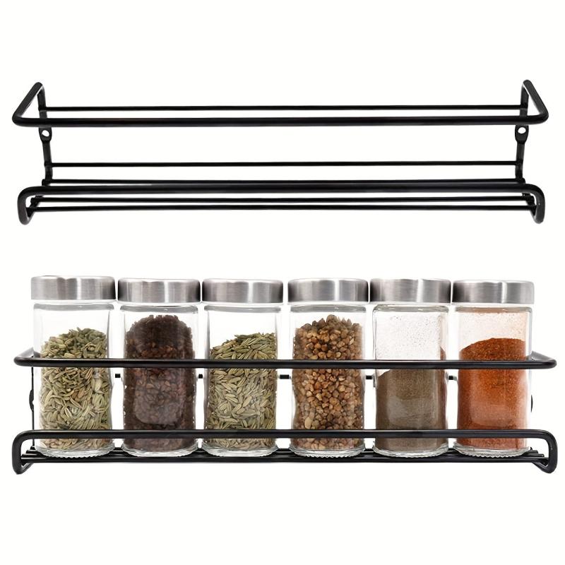 2pcs Metal Spice Rack Wall Storage Household Seasoning Rack