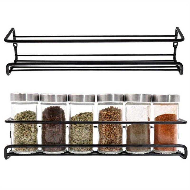 2pcs Metal Spice Rack Wall Storage Household Seasoning Rack