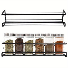 2pcs Metal Spice Rack Wall Storage Household Seasoning Rack