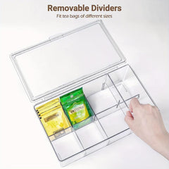 Clear Acrylic Tea Bag Organizer with Lid - Tea Storage Box - Plastic Tea Holder