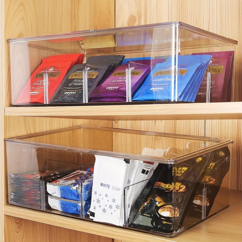 Clear Acrylic Tea Bag Organizer with Lid - Tea Storage Box - Plastic Tea Holder