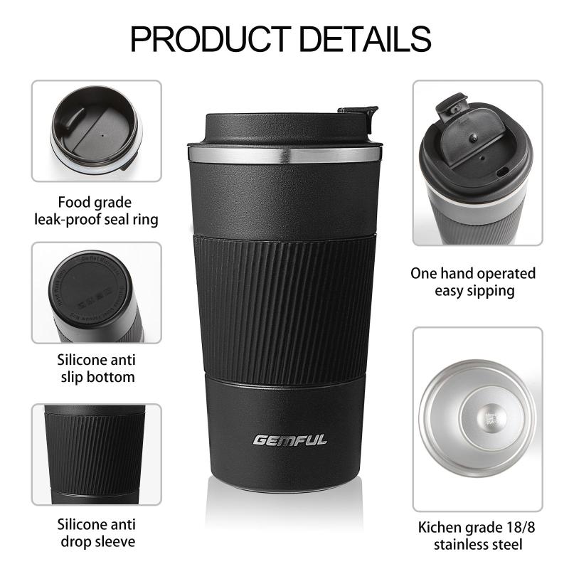 2oz Stainless Steel Vacuum Coffee Flask Travel Mug Hot Cold Beverages