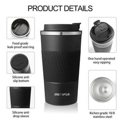 2oz Stainless Steel Vacuum Coffee Flask Travel Mug Hot Cold Beverages