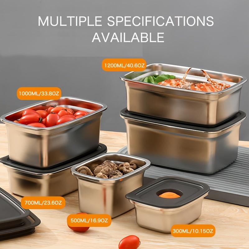 304 Stainless Steel Fresh Keeping Box with Lid Sealed Container for Food Storage