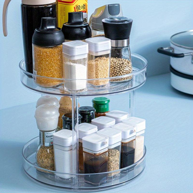 Rotatable Spice Rack Transparent Condiment Rotating Seasoning Rack