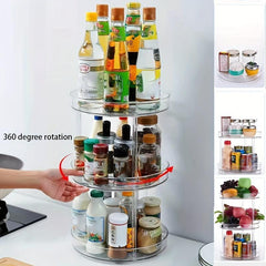 Rotatable Spice Rack Transparent Condiment Rotating Seasoning Rack