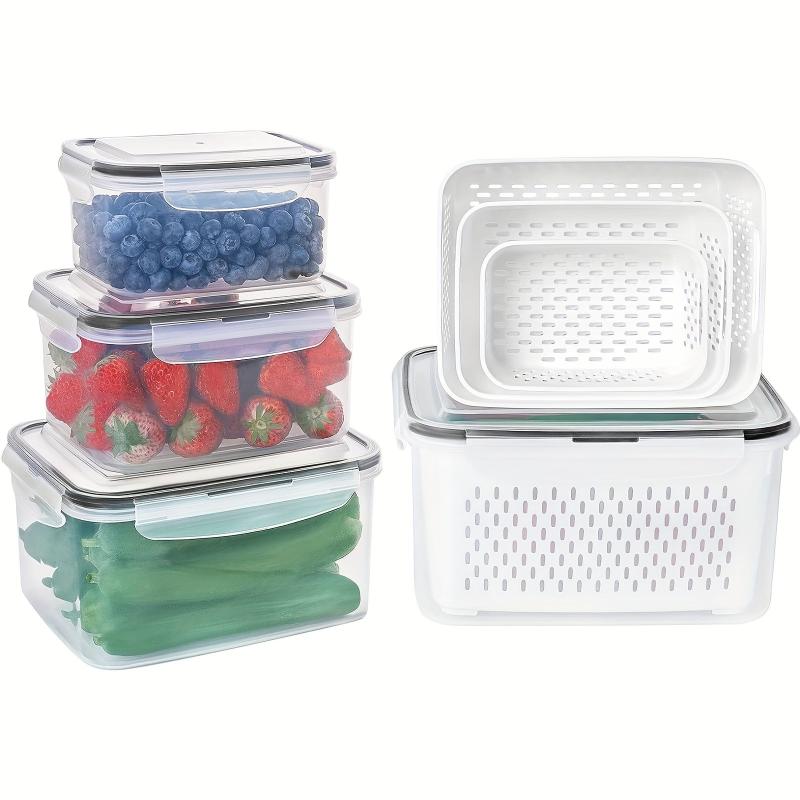 3pcs Fruit Storage Containers For Fridge with Colanders