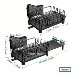 Multifunctional Extendable Dish Rack with Cutlery & Cup Holders