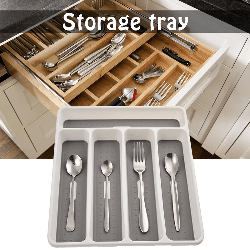Flatware Organizer Cutlery Tray Large Silverware Tray Soft Grip Lining BPA
