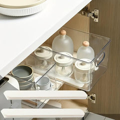 Telescopic Storage Rack with Pullout Basket - Easy Kitchen Organization
