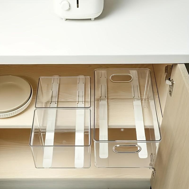 Telescopic Storage Rack with Pullout Basket - Easy Kitchen Organization