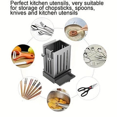 2pcs Gray Wall mounted Chopstick Holder Utensils Storage Rack