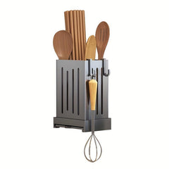 2pcs Gray Wall mounted Chopstick Holder Utensils Storage Rack