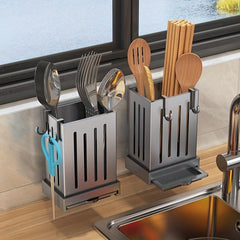2pcs Gray Wall mounted Chopstick Holder Utensils Storage Rack