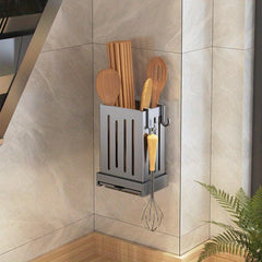 2pcs Gray Wall mounted Chopstick Holder Utensils Storage Rack