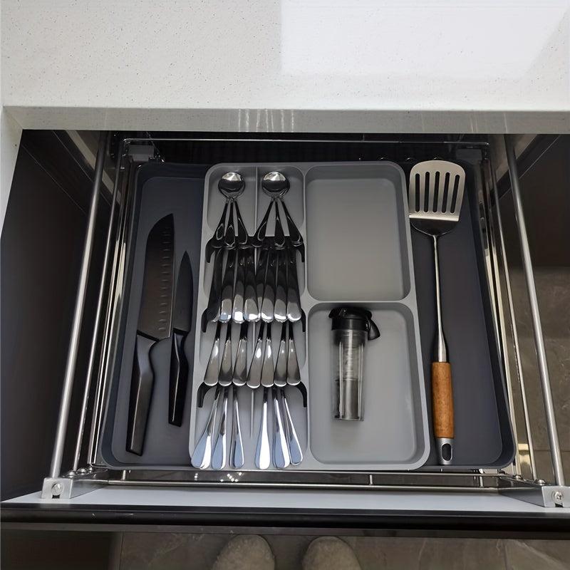 1pc Drawer Silverware Organizer Plastic Expandable Utensil Tray Adjustable