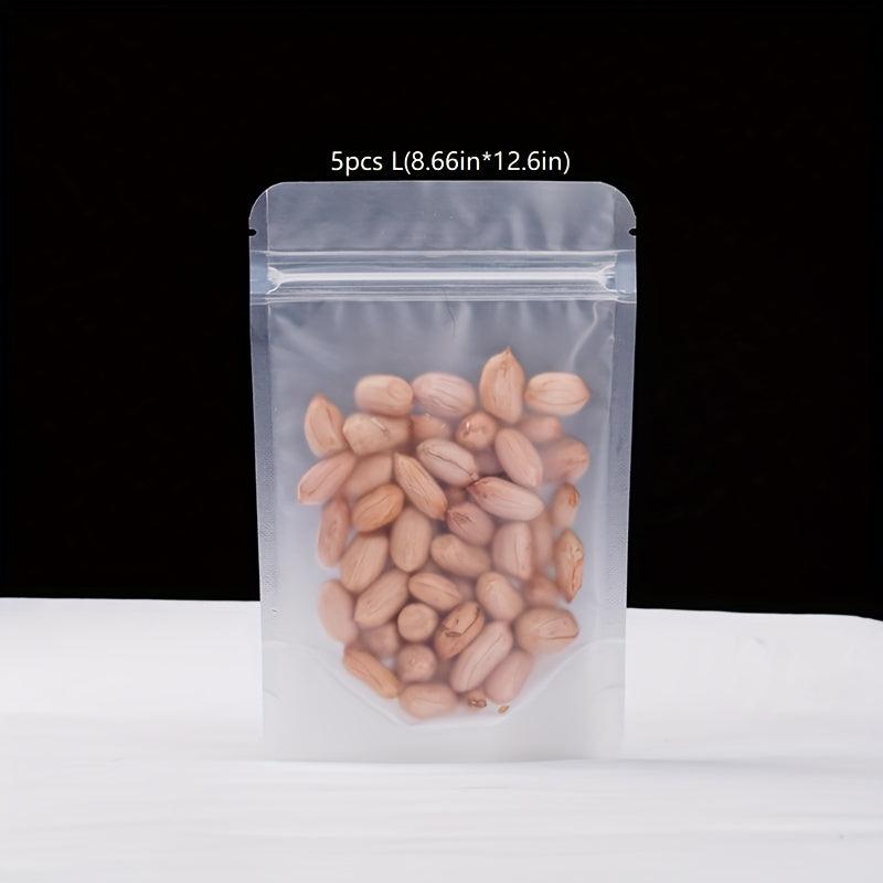 5pcs Self Standing Reusable Food Storage Bag Leakproof Kitchen Organizer