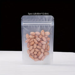 5pcs Self Standing Reusable Food Storage Bag Leakproof Kitchen Organizer