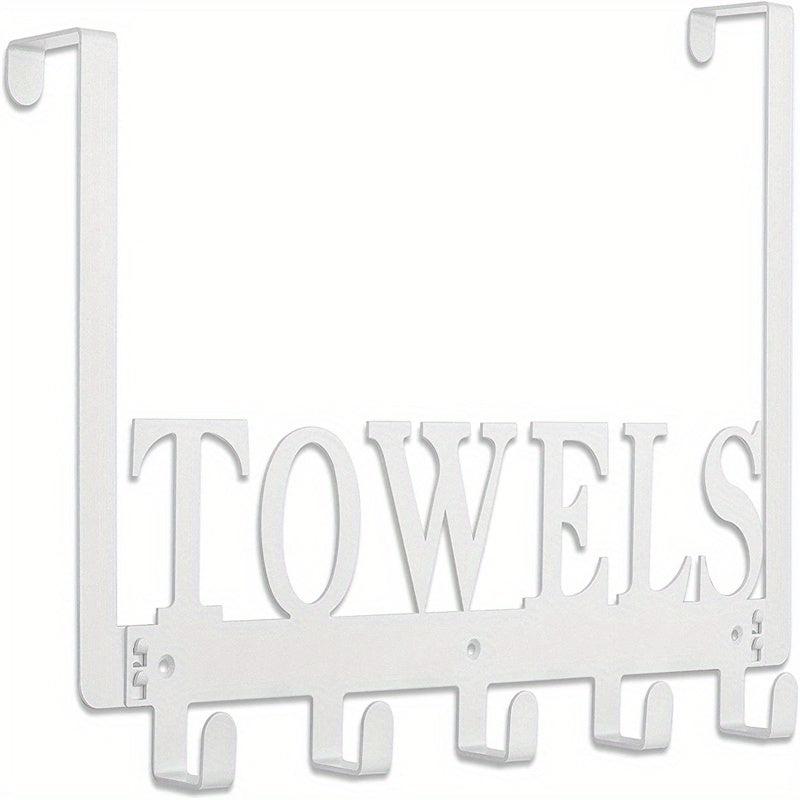 5-Hook Towel Holder for Bathroom Door Mount - Wall Mount Hang On The Door