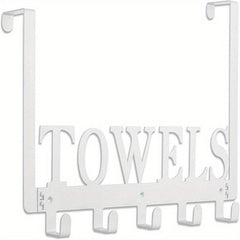 5-Hook Towel Holder for Bathroom Door Mount - Wall Mount Hang On The Door
