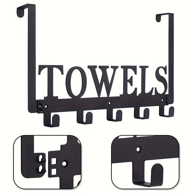 5-Hook Towel Holder for Bathroom Door Mount - Wall Mount Hang On The Door