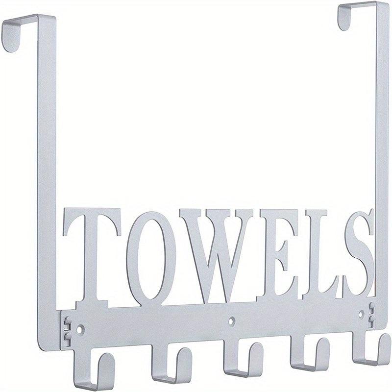 5-Hook Towel Holder for Bathroom Door Mount - Wall Mount Hang On The Door