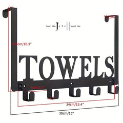 5-Hook Towel Holder for Bathroom Door Mount - Wall Mount Hang On The Door