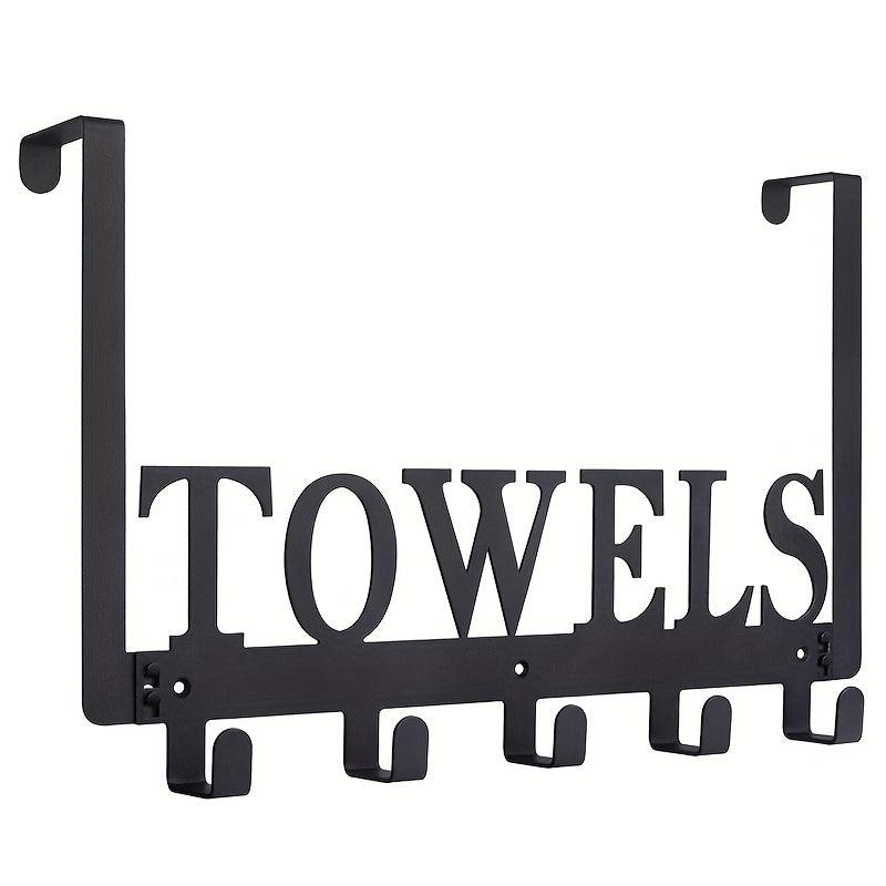 5-Hook Towel Holder for Bathroom Door Mount - Wall Mount Hang On The Door