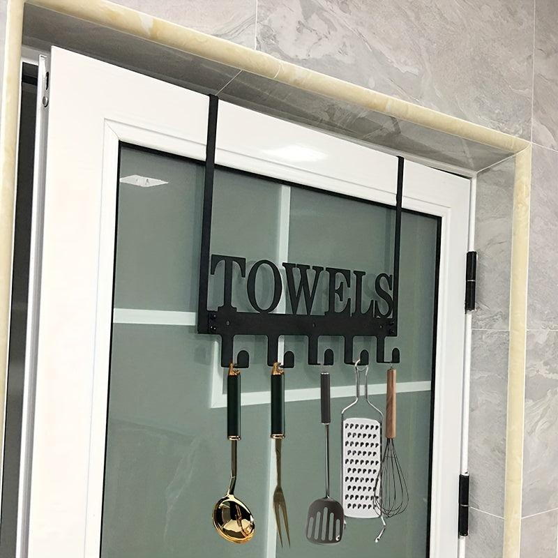 5-Hook Towel Holder for Bathroom Door Mount - Wall Mount Hang On The Door
