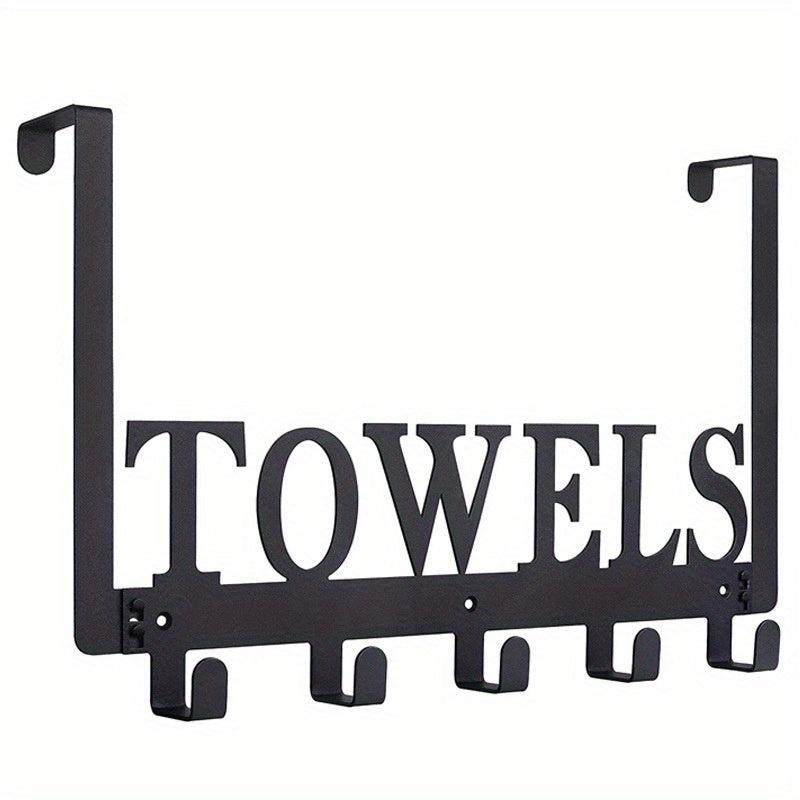 5-Hook Towel Holder for Bathroom Door Mount - Wall Mount Hang On The Door