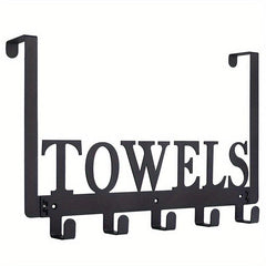 5-Hook Towel Holder for Bathroom Door Mount - Wall Mount Hang On The Door