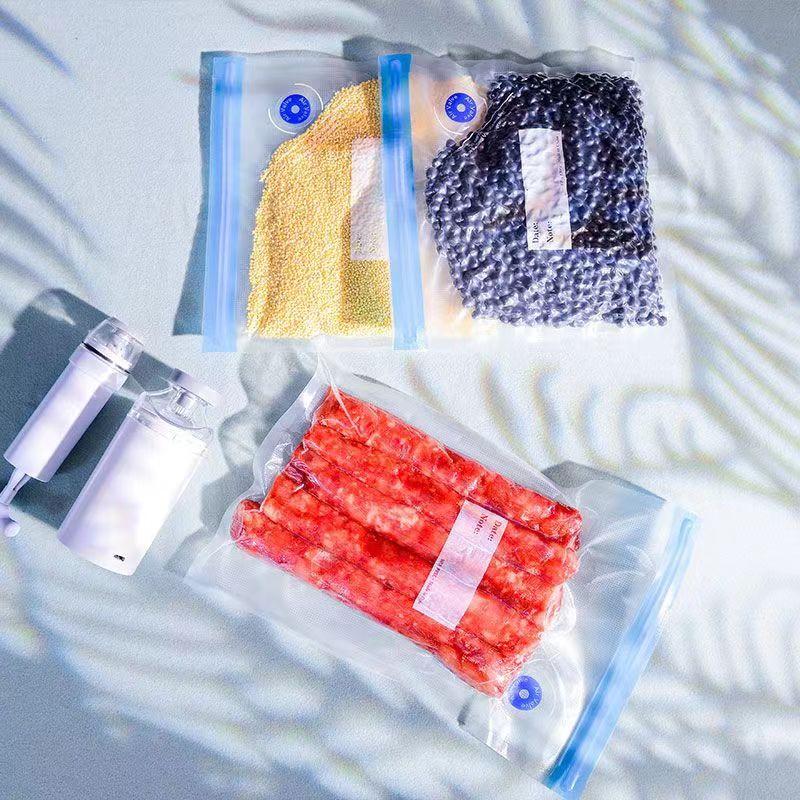 10pcs Food Vacuum Compressed Bags with Self-sealing Zippers Household Reusable