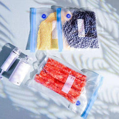 10pcs Food Vacuum Compressed Bags with Self-sealing Zippers Household Reusable