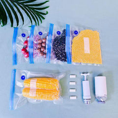 10pcs Food Vacuum Compressed Bags with Self-sealing Zippers Household Reusable