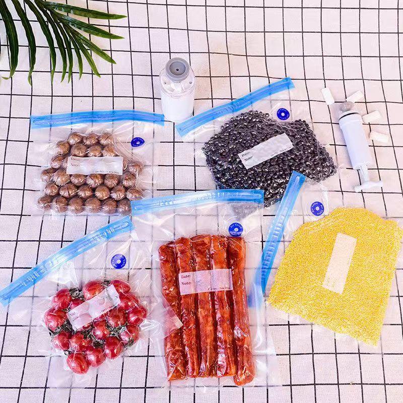 10pcs Food Vacuum Compressed Bags with Self-sealing Zippers Household Reusable
