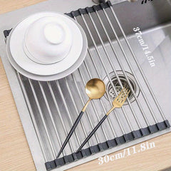 Stainless Steel Drain Rack and Drying Mat Kitchen Organizer
