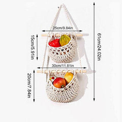 Detachable Hanging Fruit Basket Net Pocket Woven Bag for Kitchen Storage