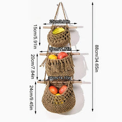 Detachable Hanging Fruit Basket Net Pocket Woven Bag for Kitchen Storage