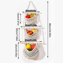 Detachable Hanging Fruit Basket Net Pocket Woven Bag for Kitchen Storage