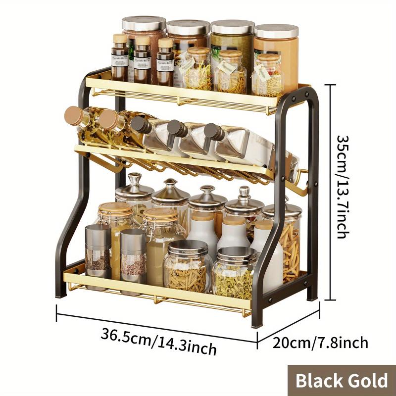 3 Tier Rust Proof Spice Rack Organizer with Guardrail and Mesh