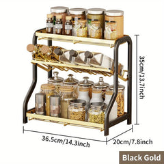 3 Tier Rust Proof Spice Rack Organizer with Guardrail and Mesh