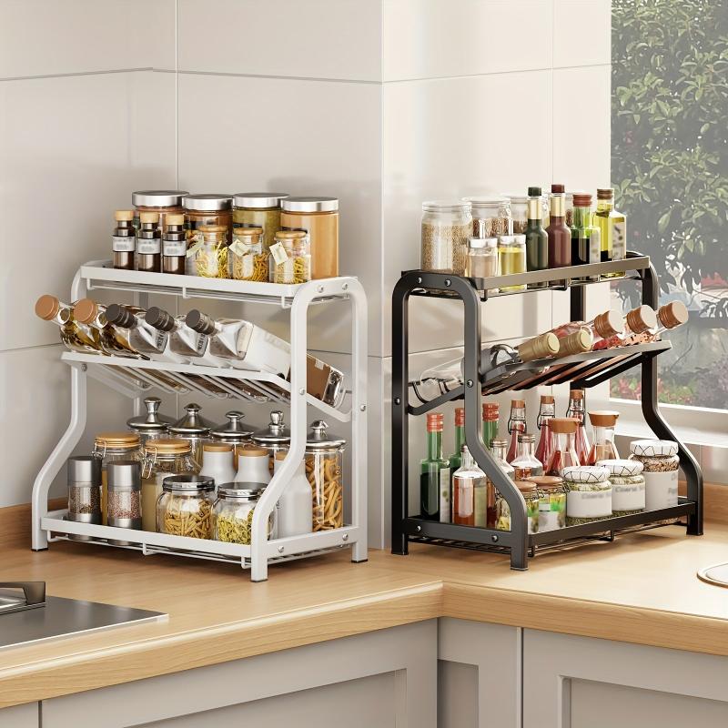 3 Tier Rust Proof Spice Rack Organizer with Guardrail and Mesh