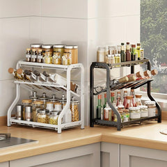 3 Tier Rust Proof Spice Rack Organizer with Guardrail and Mesh