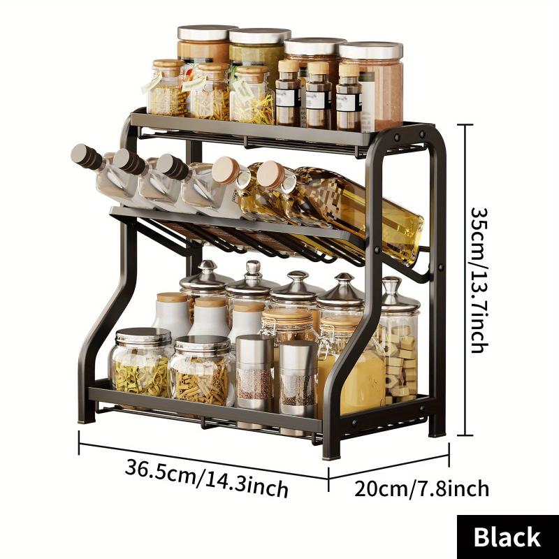 3 Tier Rust Proof Spice Rack Organizer with Guardrail and Mesh