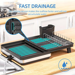 Retractable 2 Tier Dish Rack Telescopic Large Sink Drainer