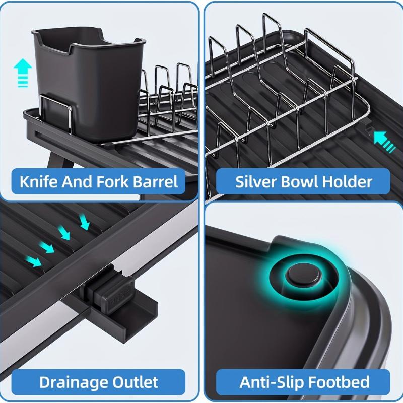 Retractable 2 Tier Dish Rack Telescopic Large Sink Drainer