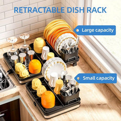 Retractable 2 Tier Dish Rack Telescopic Large Sink Drainer