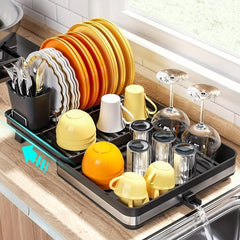 Retractable 2 Tier Dish Rack Telescopic Large Sink Drainer