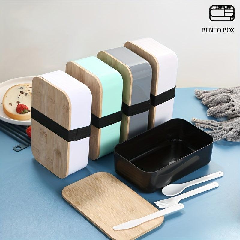 Japanese Style Lunch Box Bamboo Lid Bento Box Leakproof Food Container